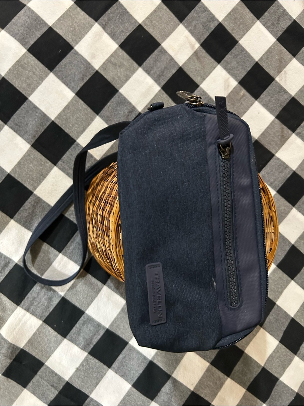 Travelon Navy Crossbody Sling Bag W/ Light